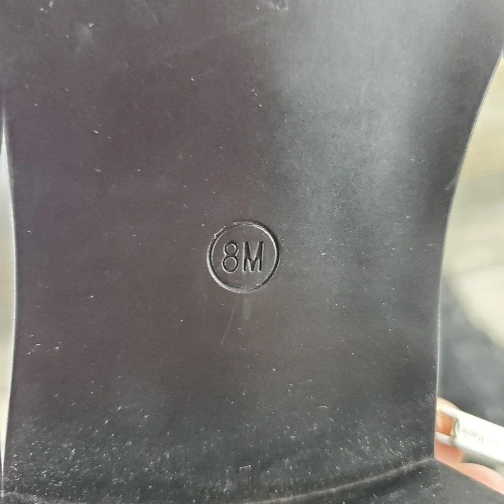 Calvin Klein Daphny Womens Knee-High Boots Sz 8 Black Leather Round Toe Side Zip